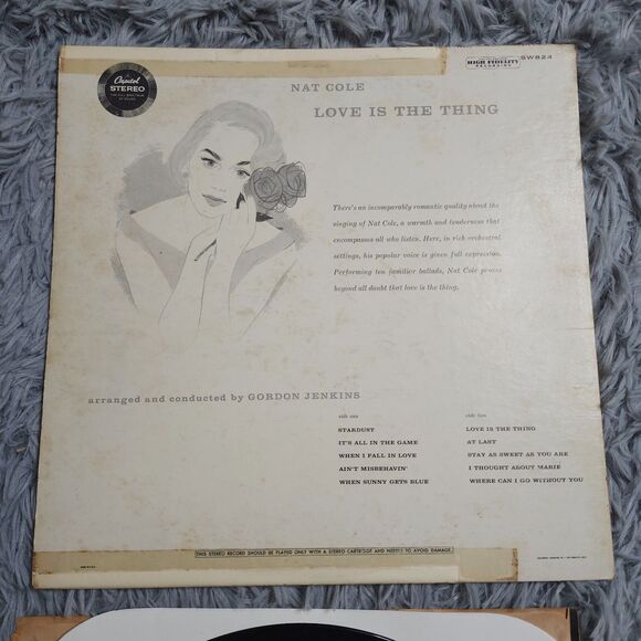 The Voice of Nat King Cole 1957 Love is the Thing Album Capitol Records SW824 LP - Picture 3 of 10